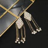 Lozenge Natural Pearls Tassel Earrings Drop Earrings