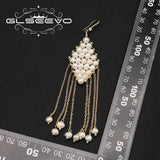 Lozenge Natural Pearls Tassel Earrings Drop Earrings