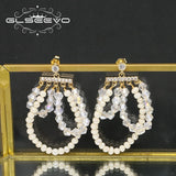 Freshwater Pearl Tassel Earrings Wedding Accessory GE1205