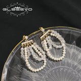 Freshwater Pearl Tassel Earrings Wedding Accessory GE1205