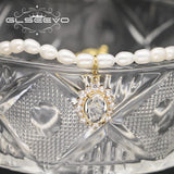 Freshwater Pearls Zircon Long Chain Necklace Women Jewelry GN0414