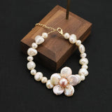 Tahitian Baroque Pearl Flowers Pendant Bracelet for Women
