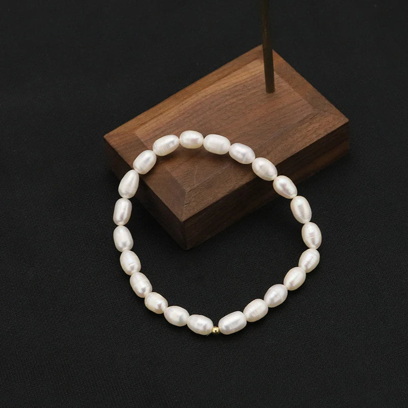 Tahitian Pearls Stretch Bracelet, Art Jewelry for Women