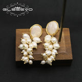Grape String Natural Pearls Stud Earrings Women's Jewelry Birthday
