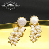 Grape String Natural Pearls Stud Earrings Women's Jewelry Birthday