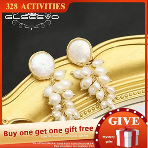 Grape String Natural Pearls Stud Earrings Women's Jewelry Birthday