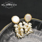 Grape String Natural Pearls Stud Earrings Women's Jewelry Birthday