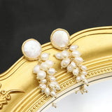 Grape String Natural Pearls Stud Earrings Women's Jewelry Birthday