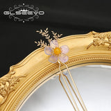 Yellow Opal Flowers Hairpins Jewelry For Women Anniversary Gift