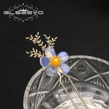 Yellow Opal Flowers Hairpins Jewelry For Women Anniversary Gift