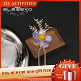 Yellow Opal Flowers Hairpins Jewelry For Women Anniversary Gift