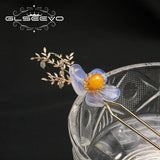 Yellow Opal Flowers Hairpins Jewelry For Women Anniversary Gift