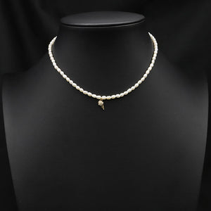 Zircon Golden Ice Cream Freshwater Pearls Necklace