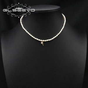 Zircon Golden Ice Cream Freshwater Pearls Necklace