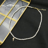 Zircon Golden Ice Cream Freshwater Pearls Necklace