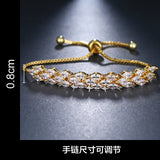 Leaf Charm Zirconia Box Chain Bracelet For Women