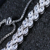 Leaf Charm Zirconia Box Chain Bracelet For Women