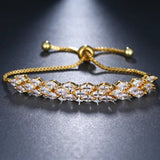 Leaf Charm Zirconia Box Chain Bracelet For Women