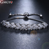 Leaf Charm Zirconia Box Chain Bracelet For Women