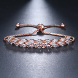 Leaf Charm Zirconia Box Chain Bracelet For Women