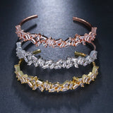 Zircon Bracelet Cuff Baguette Party Wedding Jewelry For Women