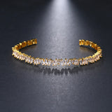 Zircon Bracelet Cuff Baguette Party Wedding Jewelry For Women