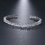 Zircon Bracelet Cuff Baguette Party Wedding Jewelry For Women