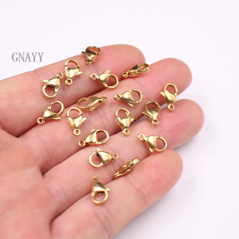 100pcs Stainless Steel Lobster Clasps Hooks 9-15mm Jewelry Findings