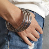 6pcs/set High Stainless Steel Round Cuff Bangle 4mm 68mm Inner