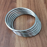 6pcs/set High Stainless Steel Round Cuff Bangle 4mm 68mm Inner
