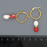 Baroque Pearl Drop Dangle Earrings Stainless Steel Natural Stone Ear Ring