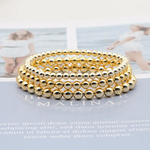 Golden Bead Bracelet Summer Pair 2-10mm