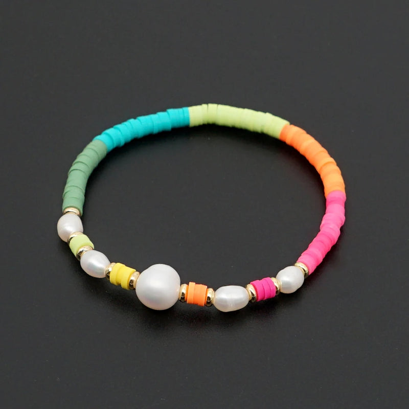 Rainbow Bracelet 4mm Bead Freshwater Pearl Bracelets Boho Jewelry