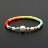 Rainbow Bracelet 4mm Bead Freshwater Pearl Bracelets Boho Jewelry