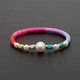 Rainbow Bracelet 4mm Bead Freshwater Pearl Bracelets Boho Jewelry