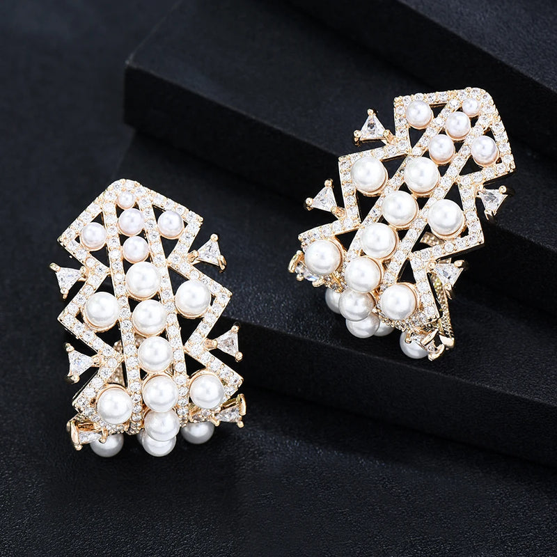 GODK Royal Pearl Earrings Wedding Party Bridal Jewelry