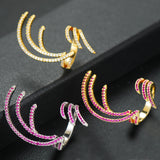 Angel Wing Statement Stacks Rings for Women Cubic Zircon Beads Ring