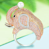 Elephant Charm Zircon Statement Ring Bohemian Beach Jewelry