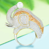 Elephant Charm Zircon Statement Ring Bohemian Beach Jewelry