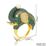 Elephant Charm Zircon Statement Ring Bohemian Beach Jewelry