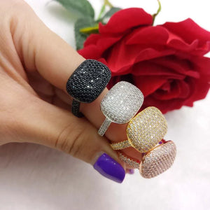 Square CZ Stacks Rings for Women Finger Rings Bohemian Beach Jewelry