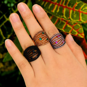 Stacks Charm Statement Ring for Women Cubic Zircon