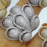 Peacock Tail Statement Rings Zircon CZ Bridal Engagement Wedding Jewelry