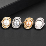 Twist Pearl Statement Ring Women Cubic Zircon Beads Charm Bohemian Beach Jewelry