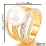 Twist Pearl Statement Rings Cubic Zircon Finger Ring Beads Charm