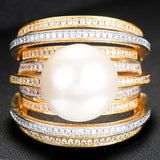 Twist Pearl Statement Rings Cubic Zircon Finger Ring Beads Charm