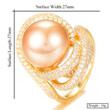 Twist Pearl Statement Ring Women Cubic Zircon Beads Charm Bohemian Beach Jewelry