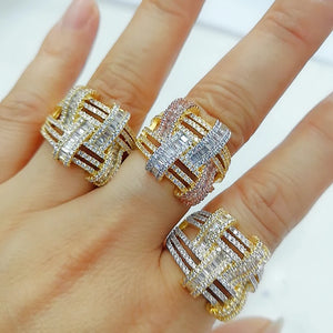 Boho CZ Stacks Rings for Women Beads Charm Ring