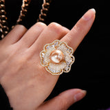 Flower Pearl Statement Rings Bohemian Beach Jewelry