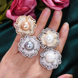 Flower Pearl Statement Rings Bohemian Beach Jewelry
